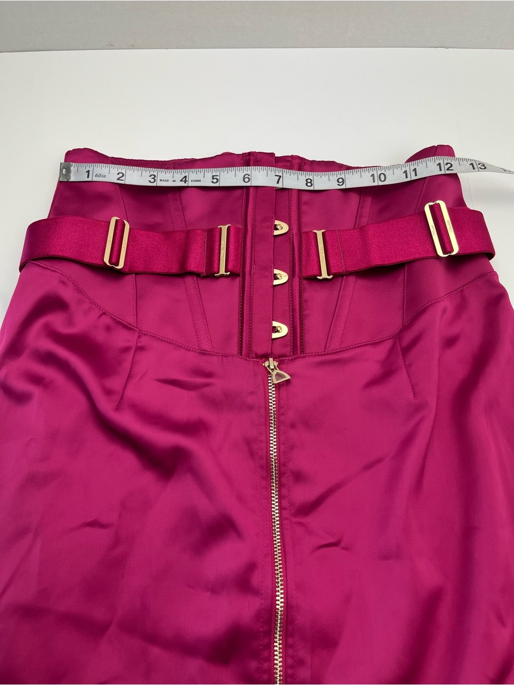 Honey Birdette Chastity Pink Fuchsia High-Waist Pencil Skirt Front Zip Medium - Picture 10 of 14